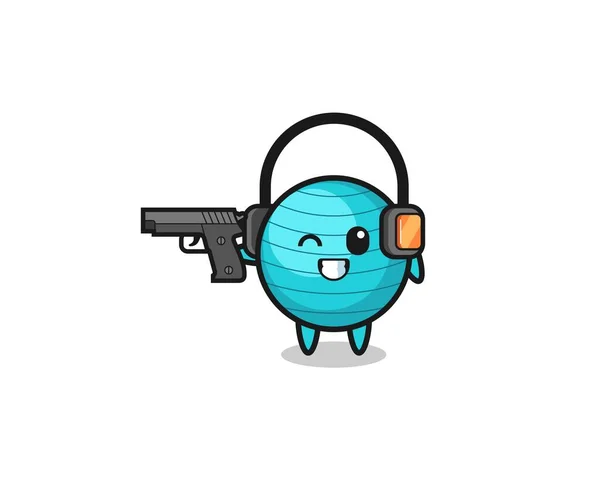 Illustration Exercise Ball Cartoon Doing Shooting Range Cute Design — стоковый вектор