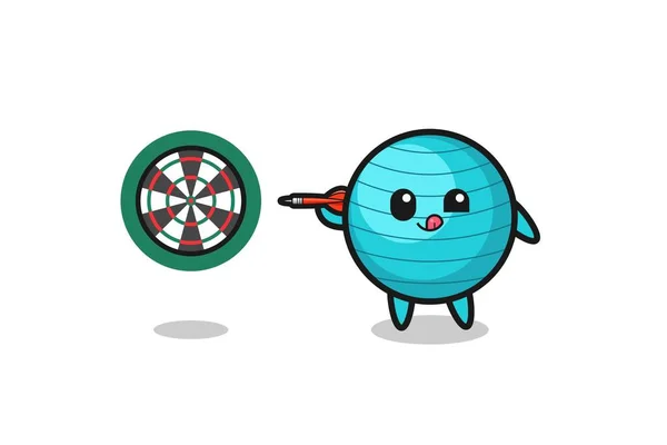 Cute Exercise Ball Playing Dart Cute Design — 스톡 벡터
