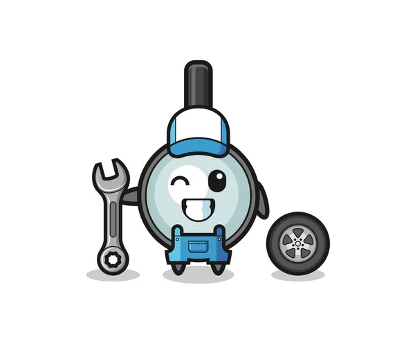 Magnifying Glass Character Mechanic Mascot Cute Design — Stock vektor