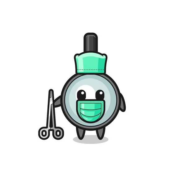 Surgeon Magnifying Glass Mascot Character Cute Design — 图库矢量图片