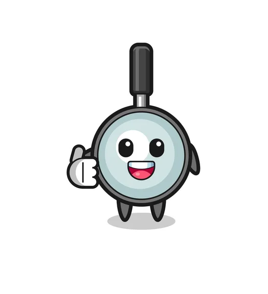 Magnifying Glass Mascot Doing Thumbs Gesture Cute Design — Vetor de Stock