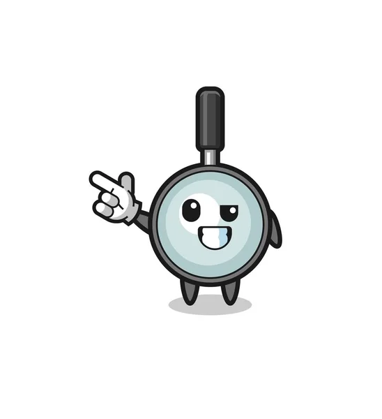 Magnifying Glass Mascot Pointing Top Left Cute Design — Wektor stockowy