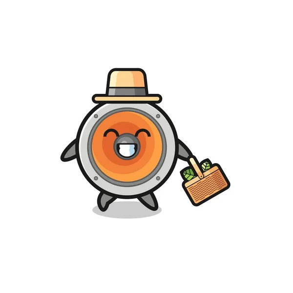 Loudspeaker Herbalist Character Searching Herbal Cute Design — 스톡 벡터