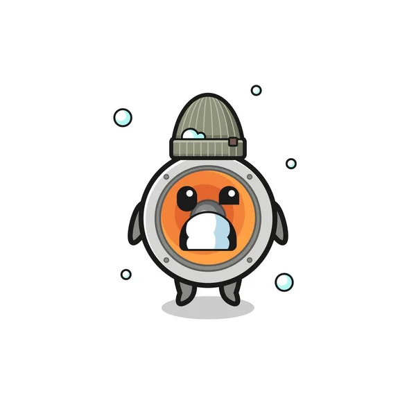 Cute Cartoon Loudspeaker Shivering Expression Cute Design — Stok Vektör