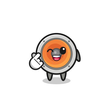 loudspeaker character doing Korean finger heart , cute design