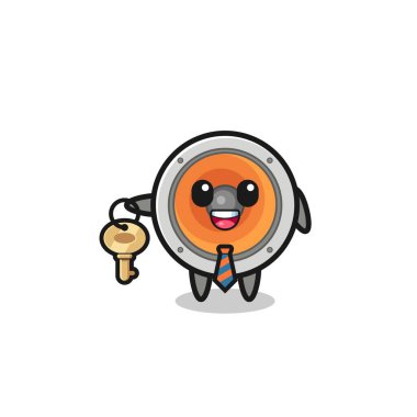 cute loudspeaker as a real estate agent mascot , cute design