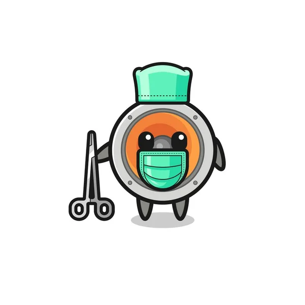 Surgeon Loudspeaker Mascot Character Cute Design — Vettoriale Stock