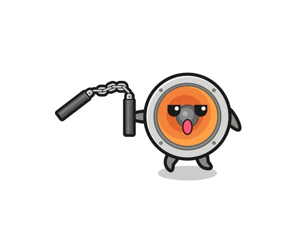 Cartoon Loudspeaker Using Nunchaku Cute Design — Image vectorielle