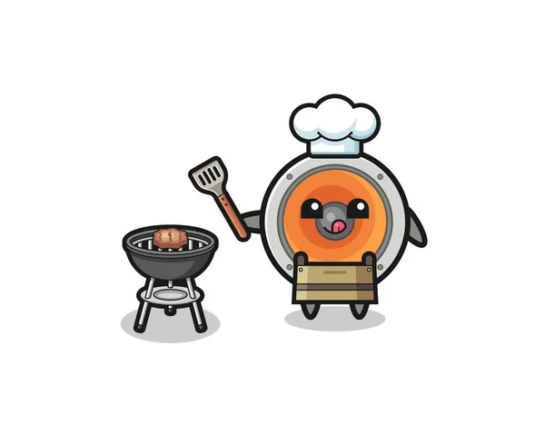 Loudspeaker Barbeque Chef Grill Cute Design — Stock Vector