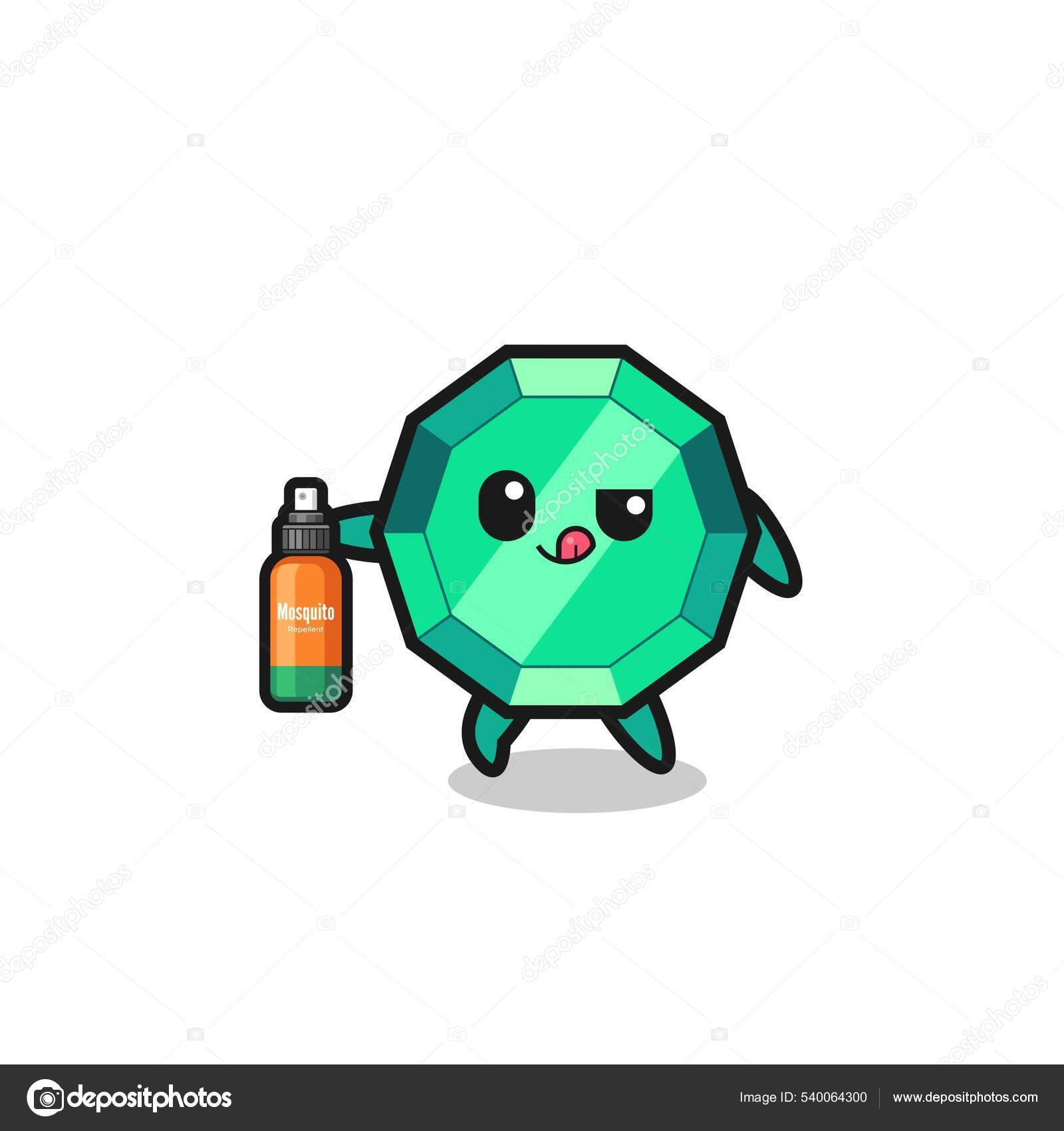Image vectorielle Cute Emerald Gemstone Holding Mosquito Repellent Cute Design par heriyusuf.rap gmail 540064300