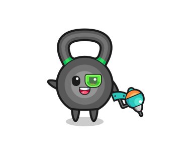 kettlebell cartoon as future warrior mascot , cute design