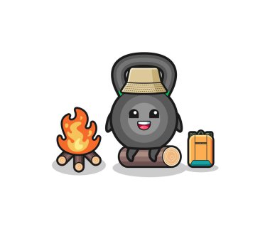 camping illustration of the kettlebell cartoon , cute design