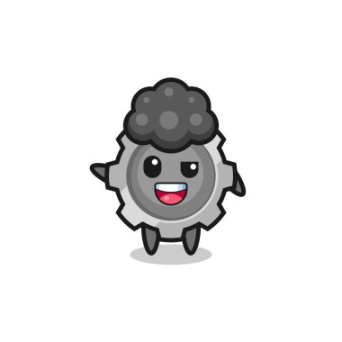 gear character as the afro boy , cute design
