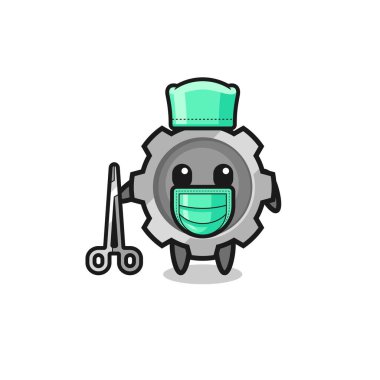 surgeon gear mascot character , cute design