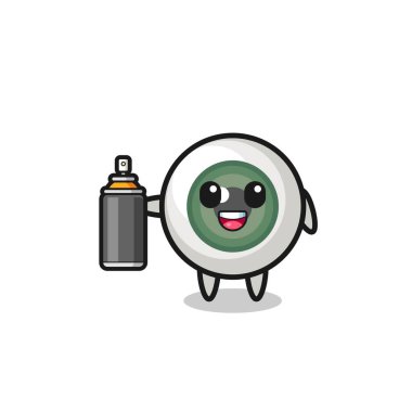 the cute eyeball as a graffiti bomber , cute design