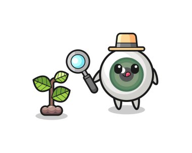 cute eyeball herbalist researching a plants , cute design
