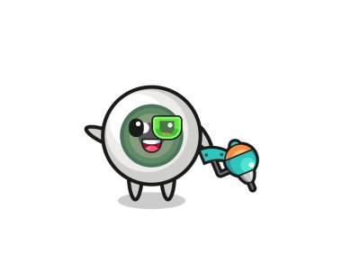 eyeball cartoon as future warrior mascot , cute design