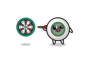 cute eyeball is playing dart , cute design