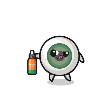 cute eyeball holding mosquito repellent , cute design