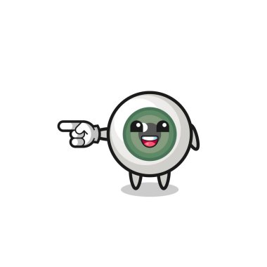 eyeball cartoon with pointing left gesture , cute design