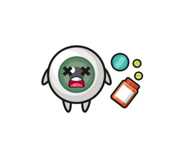 illustration of overdose eyeball character , cute design