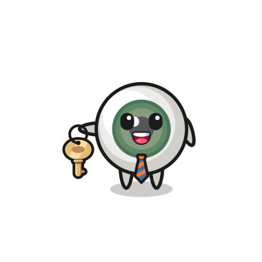 cute eyeball as a real estate agent mascot , cute design