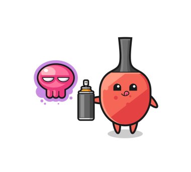 table tennis racket cartoon make a graffiti with a spray paint , cute design