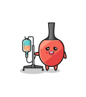 cute table tennis racket character standing with infusion pole , cute design