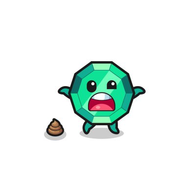 emerald gemstone earth surprised to meet poop , cute design