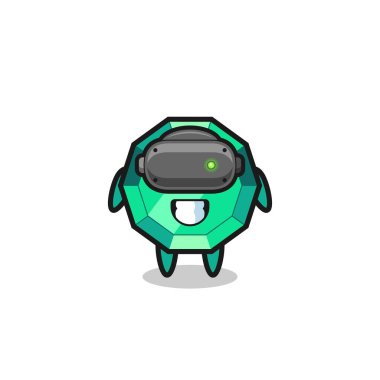 cute emerald gemstone using VR headset , cute design