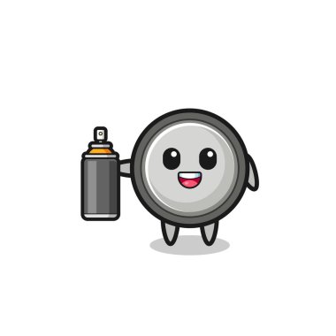 the cute button cell as a graffiti bomber , cute design