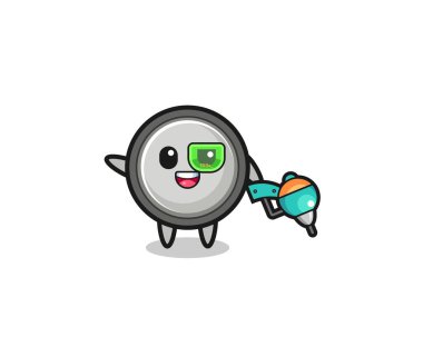 button cell cartoon as future warrior mascot , cute design