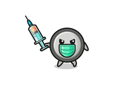 illustration of the button cell to fight the virus , cute design