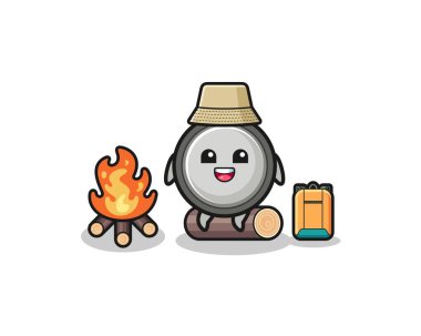 camping illustration of the button cell cartoon , cute design