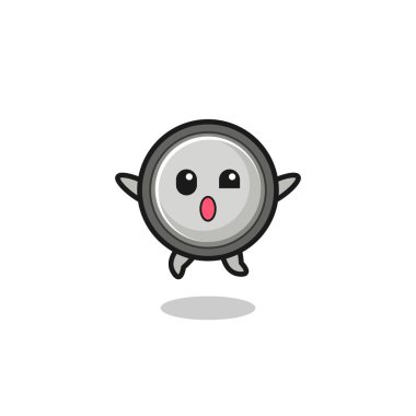 button cell character is jumping gesture , cute design