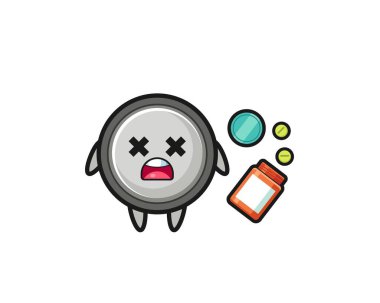 illustration of overdose button cell character , cute design