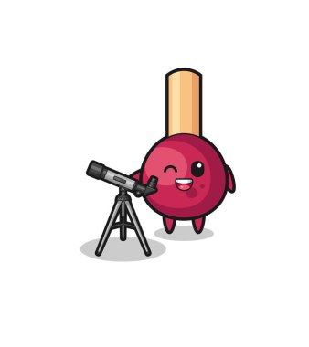 matches astronomer mascot with a modern telescope , cute design