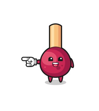 matches cartoon with pointing left gesture , cute design