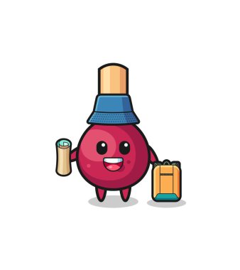 matches mascot character as hiker , cute design