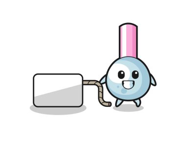 cotton bud cartoon is pulling a banner , cute design