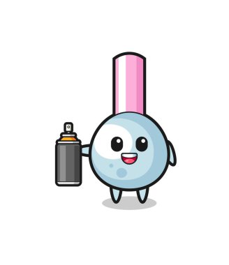 the cute cotton bud as a graffiti bomber , cute design
