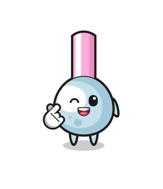 cotton bud character doing Korean finger heart , cute design