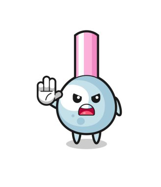 cotton bud character doing stop gesture , cute design