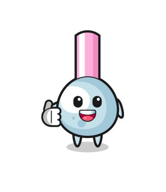 cotton bud mascot doing thumbs up gesture , cute design