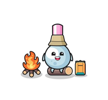 camping illustration of the cotton bud cartoon , cute design