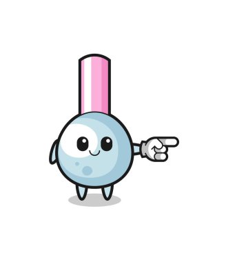 cotton bud mascot with pointing right gesture , cute design
