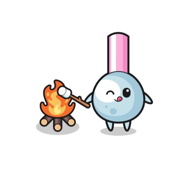 cotton bud character is burning marshmallow , cute design