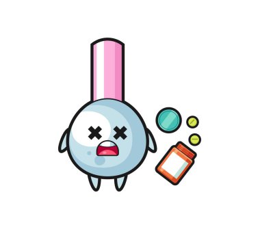 illustration of overdose cotton bud character , cute design