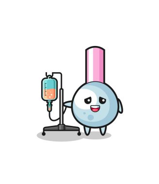 cute cotton bud character standing with infusion pole , cute design