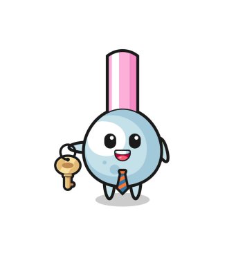 cute cotton bud as a real estate agent mascot , cute design